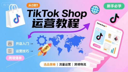 TikTok Shop从0到1运营教程，TikTok跨境电商新手必学课程-福源网创资源站