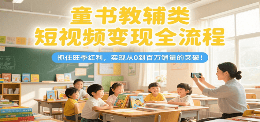 童书教辅类短视频变现全流程,抓住旺季红利,实现从0到百万销量的突破!-福源网创资源站