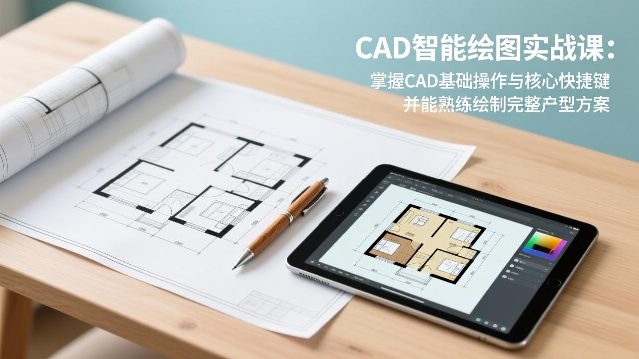 CAD智能绘图实战课：掌握CAD基础操作与核心快捷键，并能熟练绘制完整户型方案-福源网创资源站