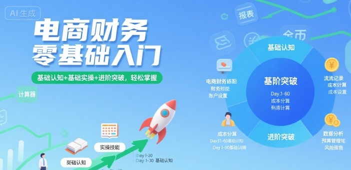 电商财务零基础入门，基础认知+基础实操+进阶突破，轻松掌握-福源网创资源站