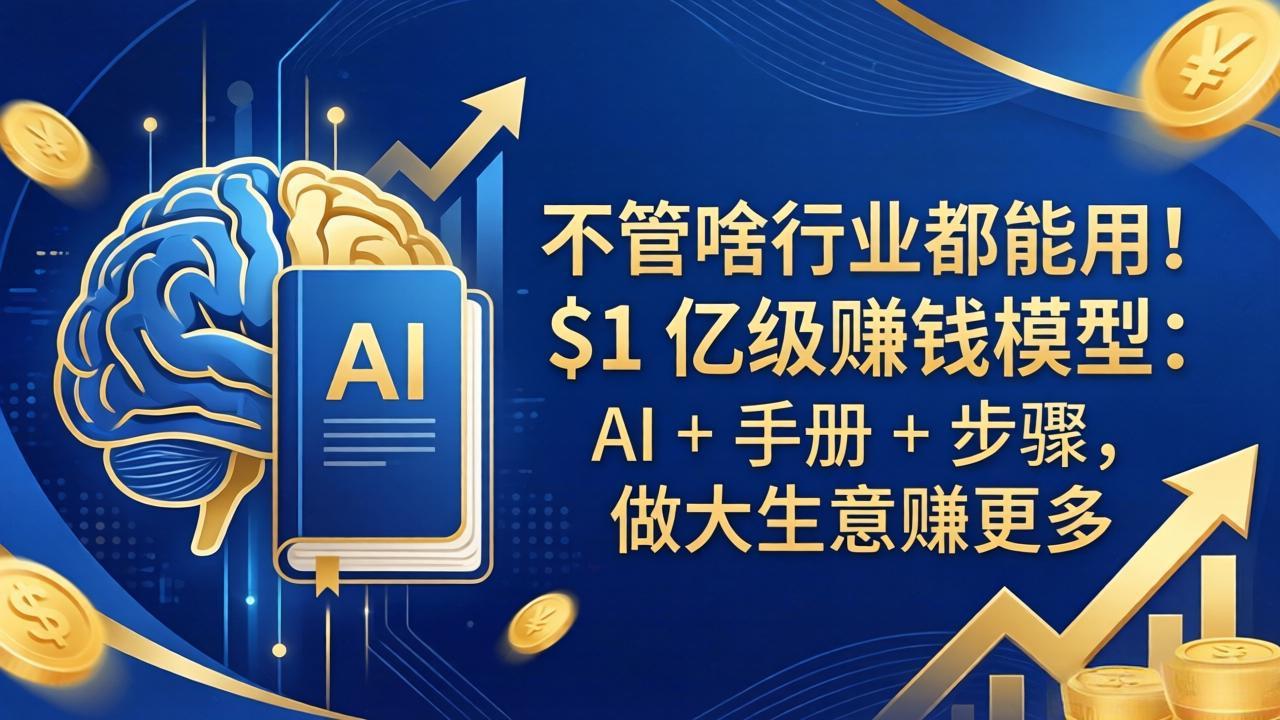 不管啥行业都能用！$1 亿级赚钱模型：AI + 手册 + 步骤，做大生意赚更多-福源网创资源站