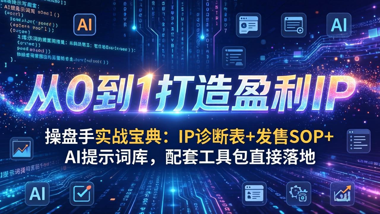 操盘手实战宝典：IP诊断表+发售SOP+AI提示词库，配套工具包直接落地，从0到1打造盈利IP-福源网创资源站