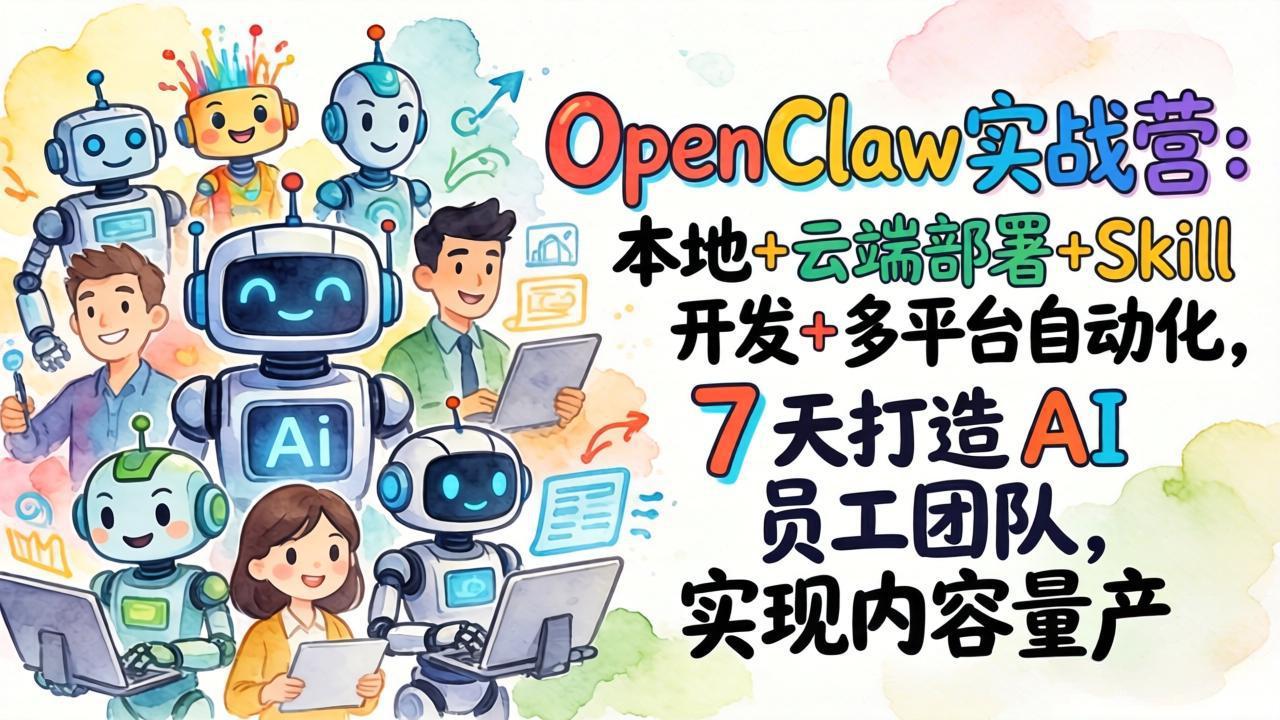 OpenClaw实战营：本地+云端部署+Skill开发+多平台自动化，7 天打造 AI 员工团队，实现内容量产-福源网创资源站