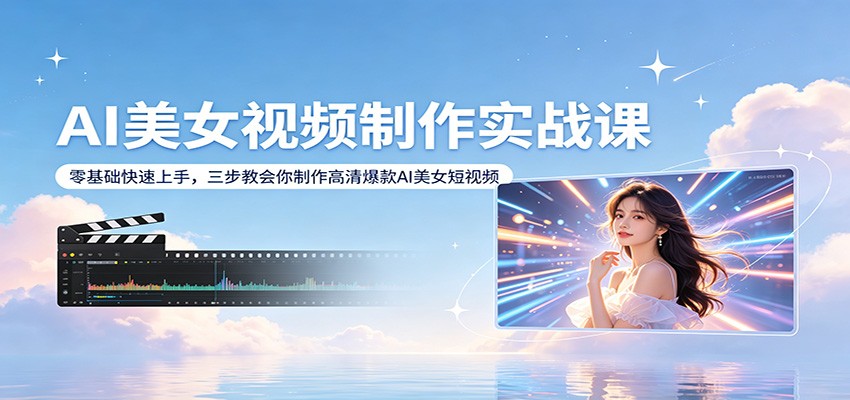 AI美女视频制作实战课:零基础快速上手,三步教会你制作高清爆款AI美女短视频-福源网创资源站