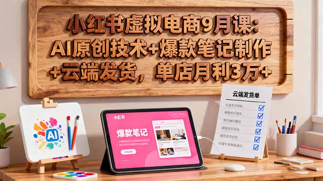 小红书虚拟电商9月课:AI原创技术+爆款笔记制作+云端发货,单店月利3万+-福源网创资源站