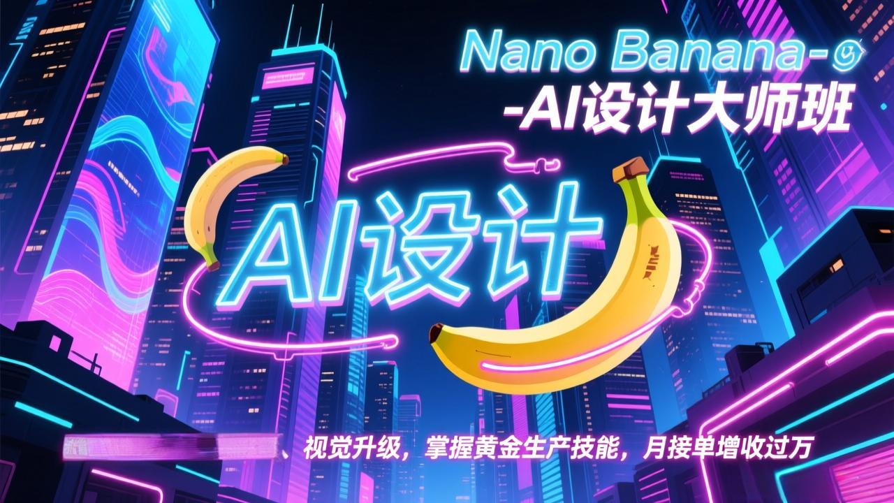 Nano Banana-AI设计大师班，修图合成、广告创作、视觉升级，掌握黄金生产技能，月接单增收过万-福源网创资源站
