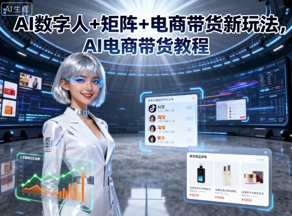 AI数字人+矩阵+电商带货新玩法，AI电商带货教程-福源网创资源站