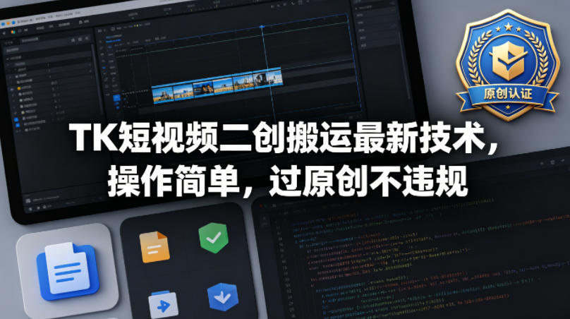 TK短视频二创搬运最新技术，操作简单，过原创不违规-福源网创资源站