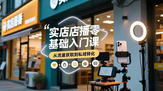 实体店播零基础入门课，实体店+短视频+直播+微信生态+私域社群，从流量获取到私域转化-福源网创资源站