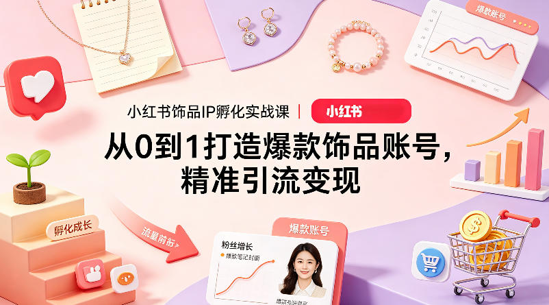 小红书饰品IP孵化实战课｜从0到1打造爆款饰品账号，精准引流变现-福源网创资源站