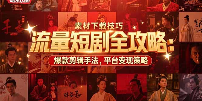 流量短剧全攻略：素材下载技巧，爆款剪辑手法，平台变现策略-福源网创资源站