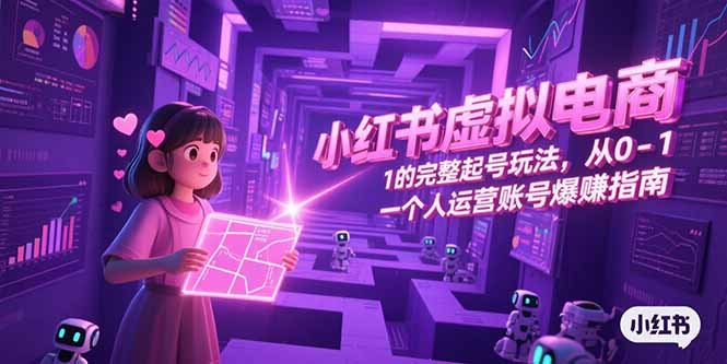 小红书虚拟电商，从0-1的完整起号玩法，一个人运营账号爆赚指南-福源网创资源站