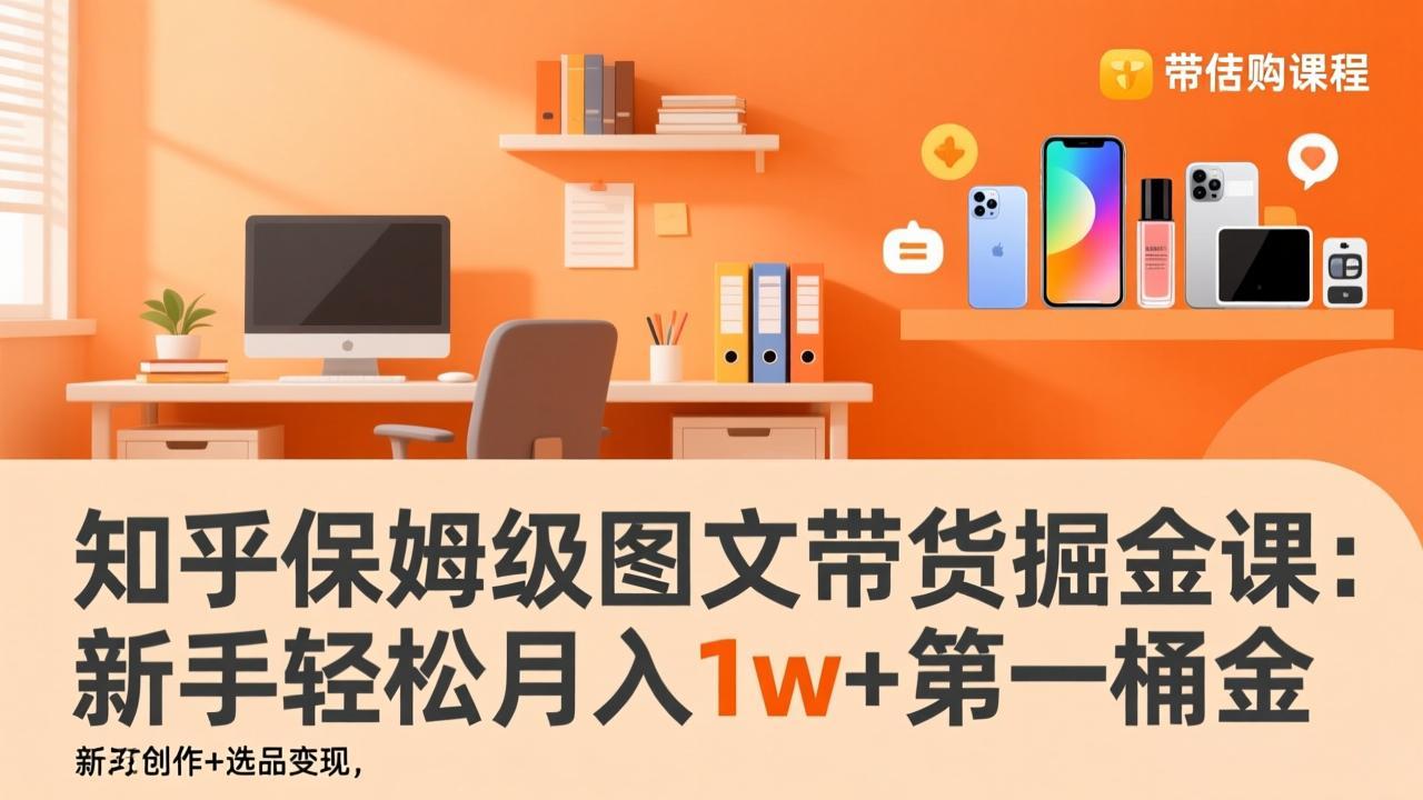 知乎保姆级图文带货掘金课：账号打造+爆文创作+选品变现，新手轻松月入1w+第一桶金-福源网创资源站