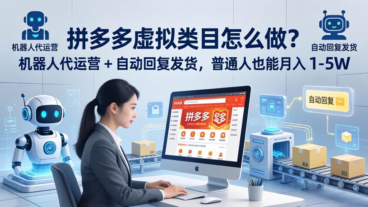 拼多多虚拟类目怎么做？机器人代运营 + 自动回复发货，普通人也能月入 1-5W-福源网创资源站