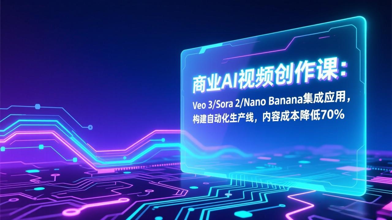 商业AI视频创作课：Veo 3/Sora 2/Nano Banana集成应用，构建自动化生产线，内容成本降低70%-福源网创资源站