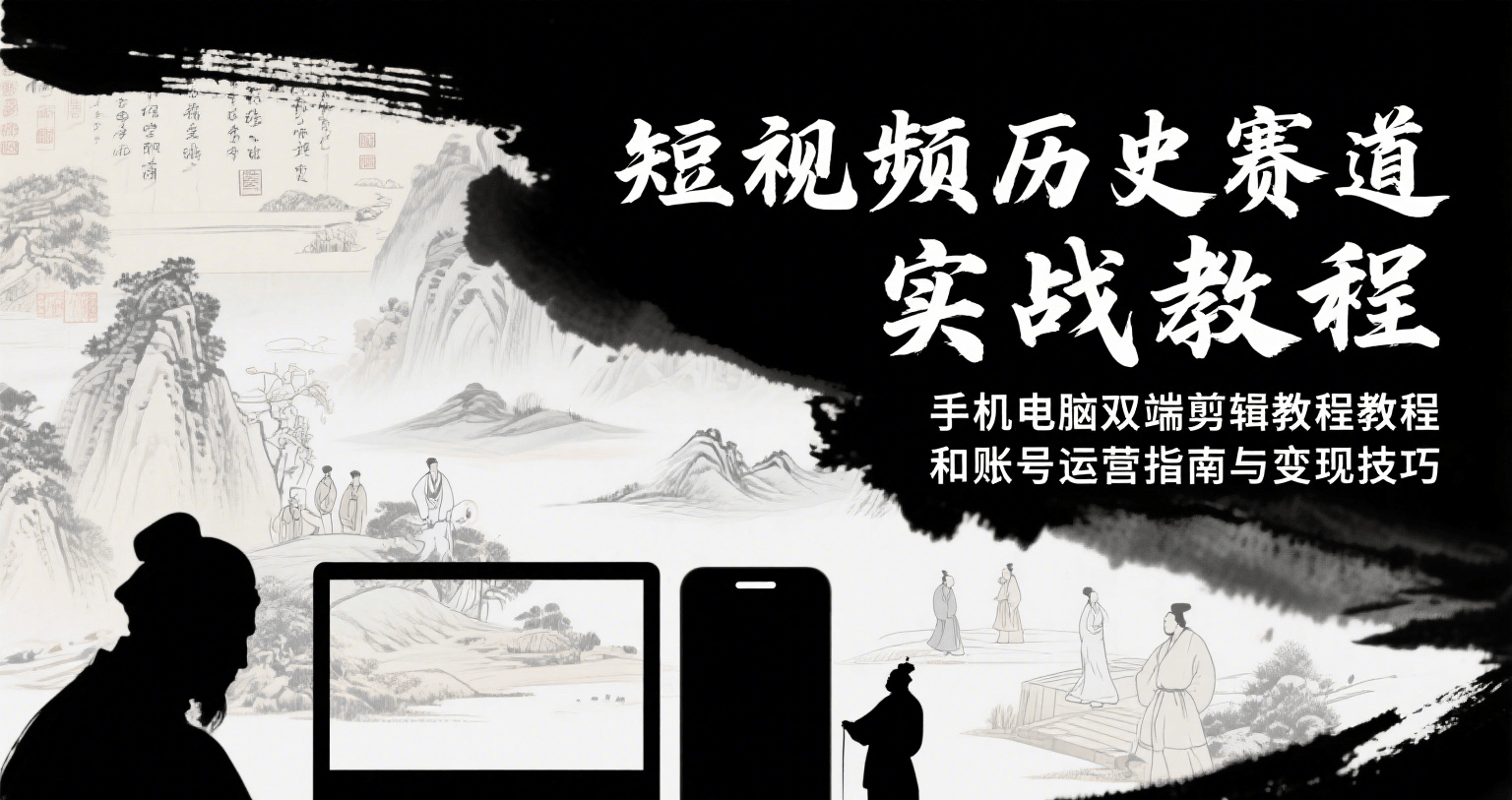 短视频历史赛道实战教程，手机电脑双端剪辑教程和账号运营指南与变现技巧-福源网创资源站
