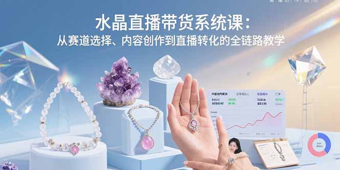 水晶直播带货系统课：从赛道选择、内容创作到直播转化的全链路教学-福源网创资源站