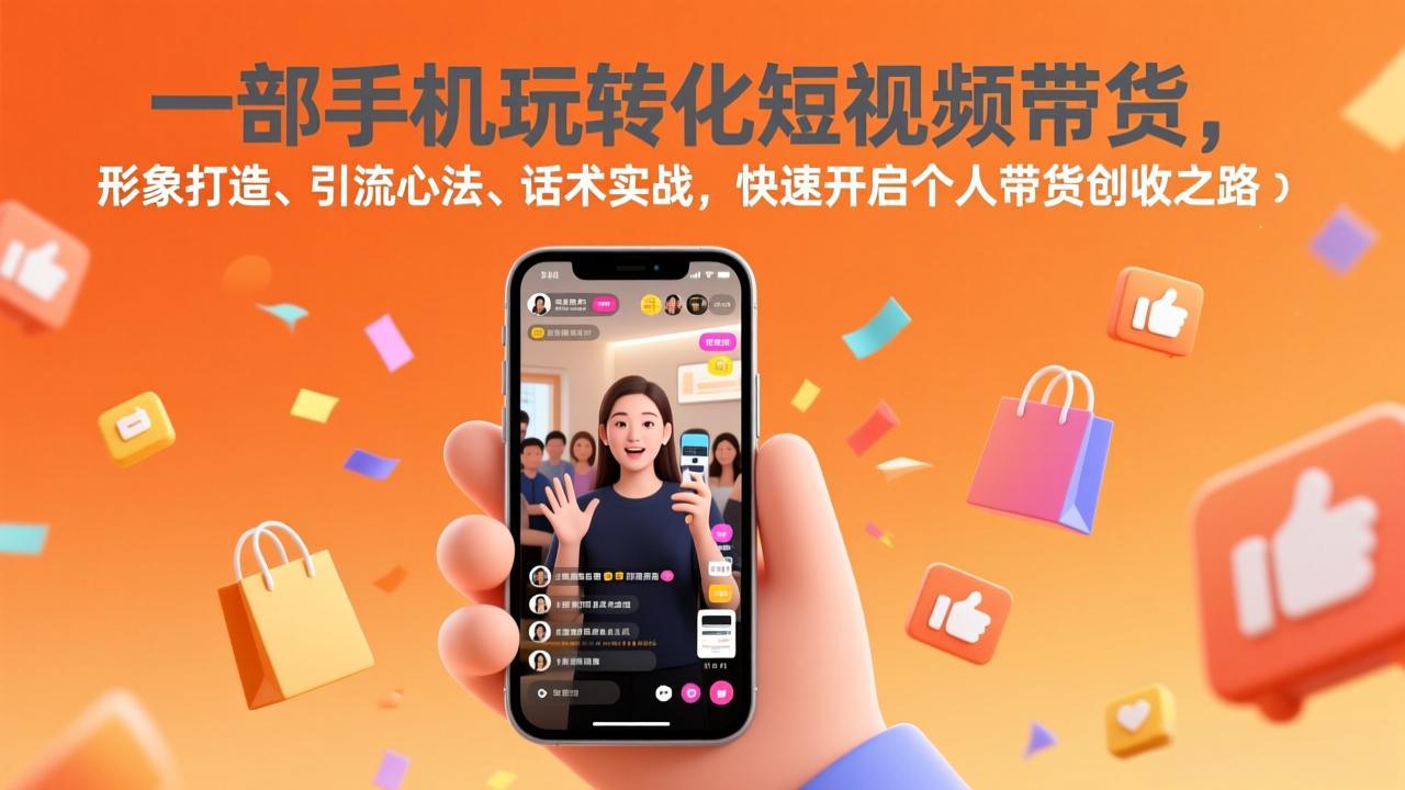 一部手机玩转化短视频带货，形象打造、引流心法、话术实战，快速开启个人带货创收之路-福源网创资源站