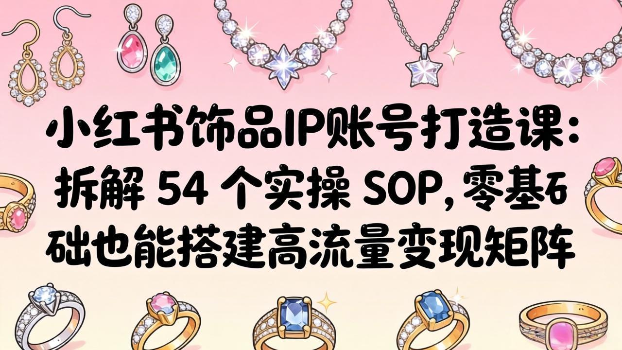小红书饰品IP账号打造课：拆解 54 个实操 SOP，零基础也能搭建高流量变现矩阵-福源网创资源站