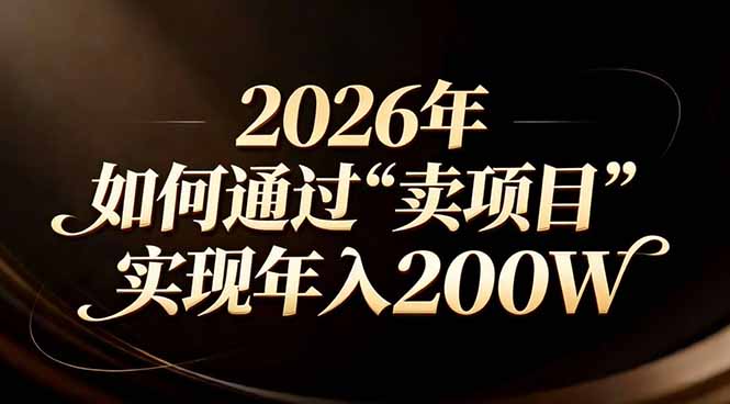 站在2026年的十字路口：一个普通人如何通过卖项目实现年入200万-福源网创资源站