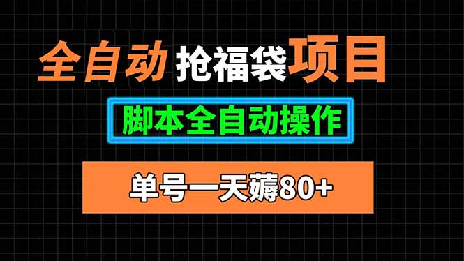 全自动抢福袋项目，单号一天80+脚本全自动操作-福源网创资源站