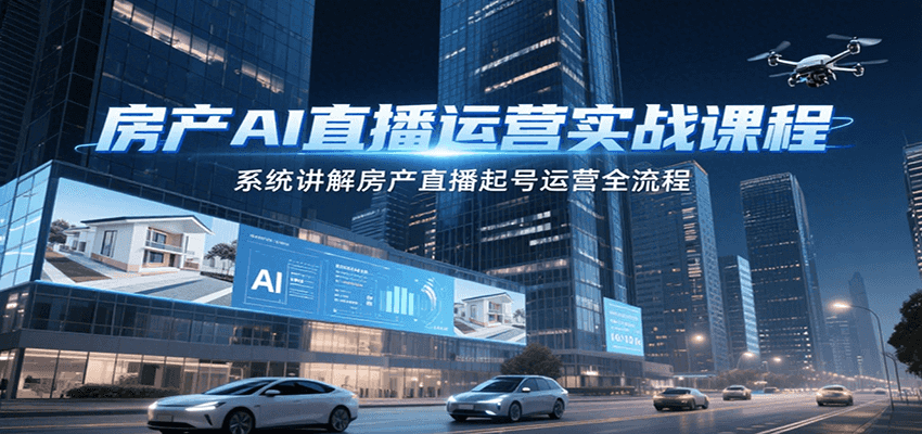 房产AI直播运营实战课程，系统讲解房产直播起号运营全流程-福源网创资源站