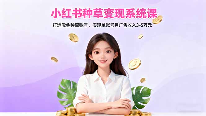 小红书种草变现系统课：打造吸金种草账号，实现单账号月广告收入3-5万元-福源网创资源站