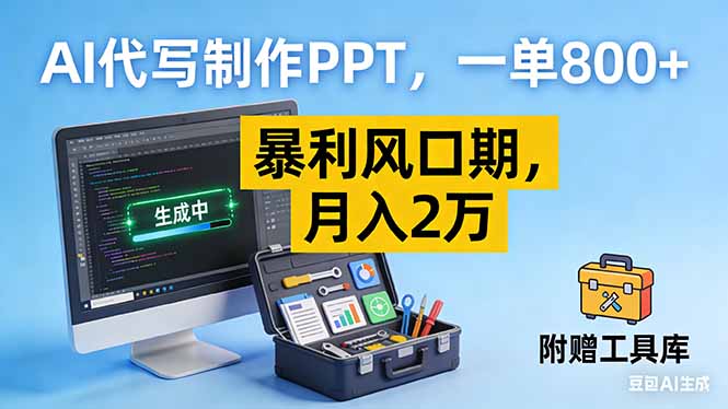 AI代写制作PPT，一单800+， 暴利风口期，月入2万【附工具】-福源网创资源站