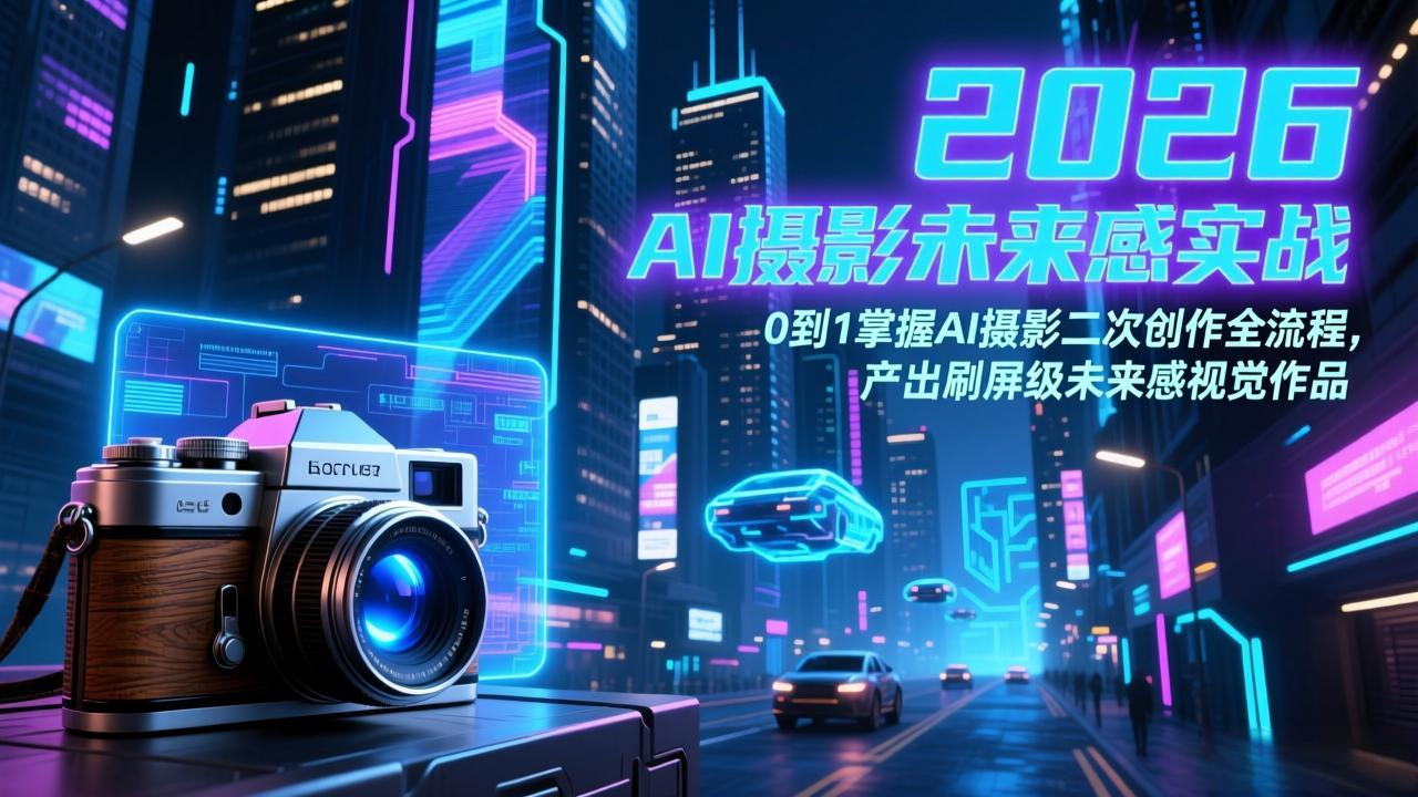 2026 AI摄影未来感实战：0到1掌握AI摄影二次创作全流程，产出刷屏级未来感视觉作品-福源网创资源站