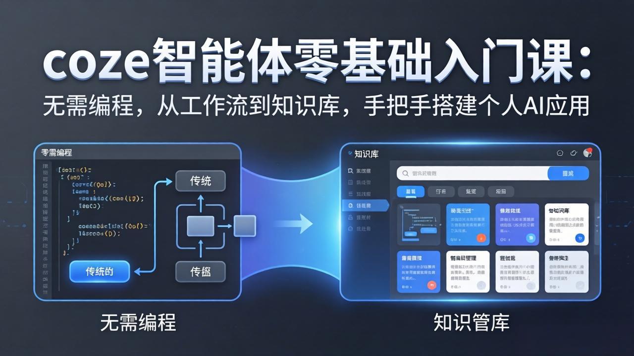 coze智能体零基础入门课：无需编程，从工作流到知识库，手把手搭建个人AI应用-福源网创资源站