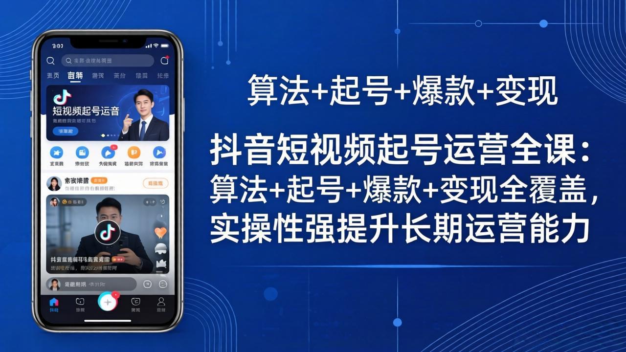 抖音短视频起号运营全课：算法+起号+爆款+变现全覆盖，实操性强提升长期运营能力-福源网创资源站