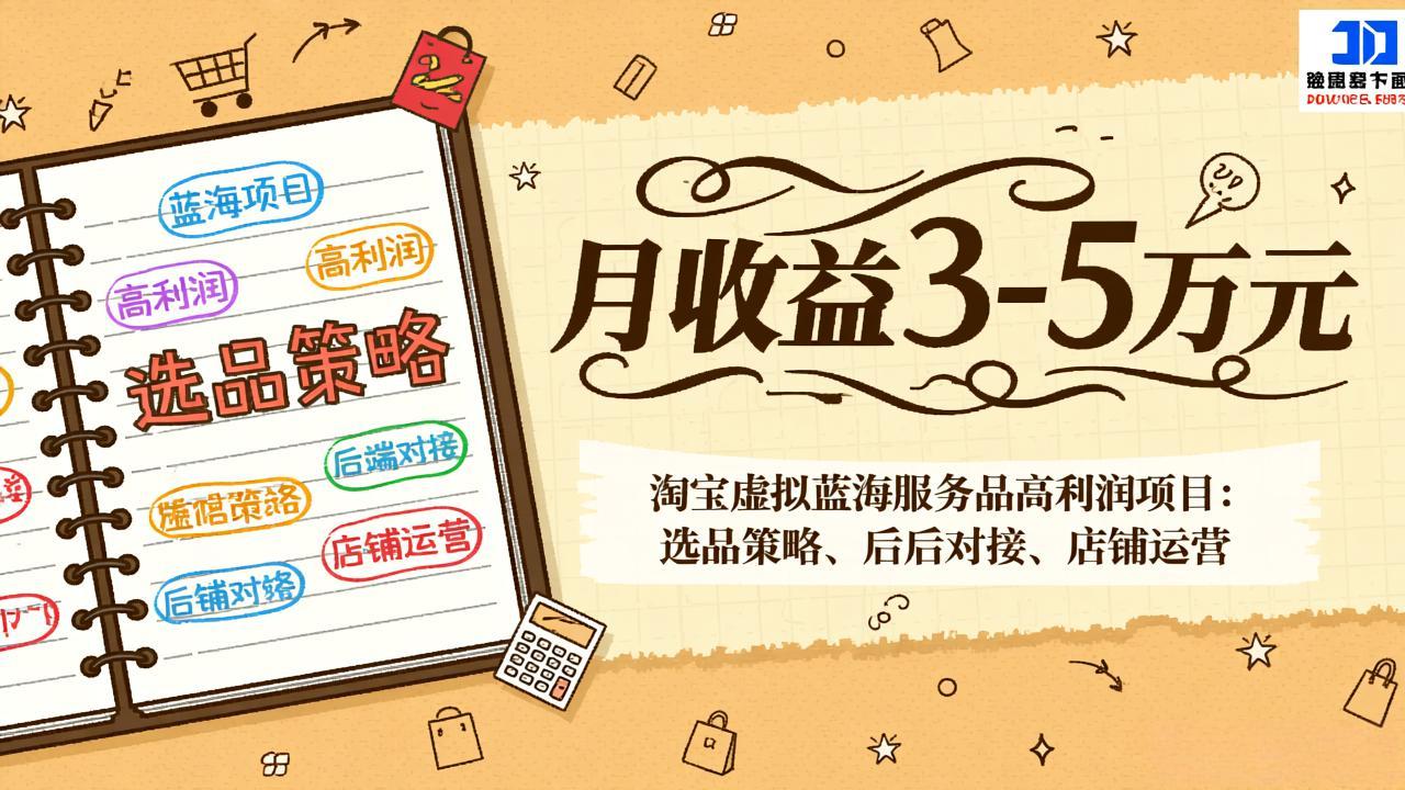 淘宝虚拟蓝海服务品高利润项目：选品策略、后端对接、店铺运营，月收益可达3-5万元-福源网创资源站
