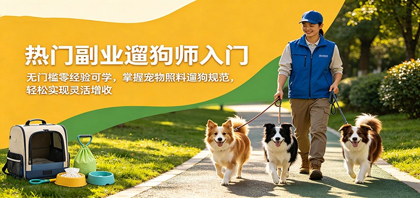 热门副业遛狗师入门，无门槛零经验可学，掌握宠物照料遛狗规范，轻松实现灵活增收-福源网创资源站