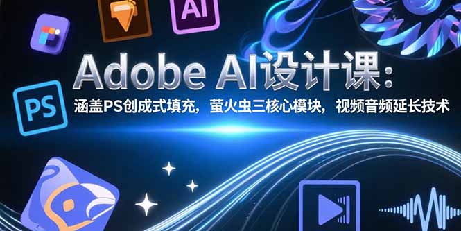 Adobe AI设计课:涵盖PS创成式填充,萤火虫三核心模块,视频音频延长技术-福源网创资源站