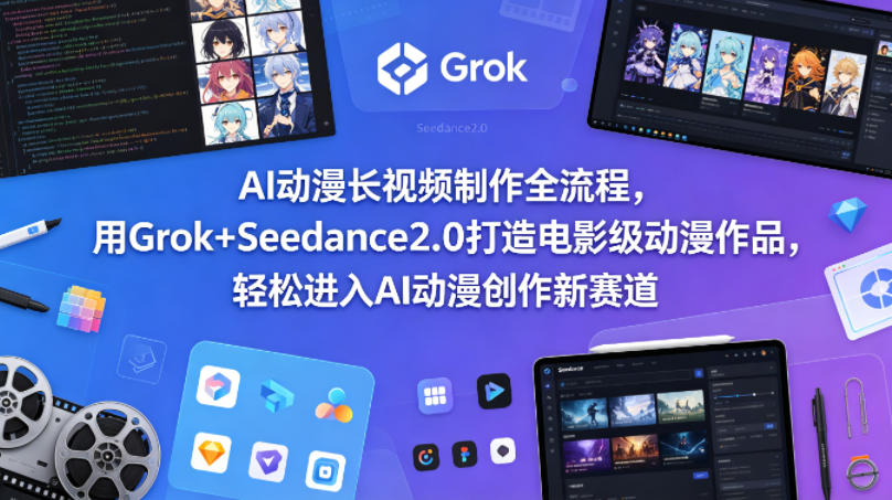 AI动漫长视频制作全流程，用Grok+Seedance2.0打造电影级动漫作品，轻松进入AI动漫创作新赛道-福源网创资源站