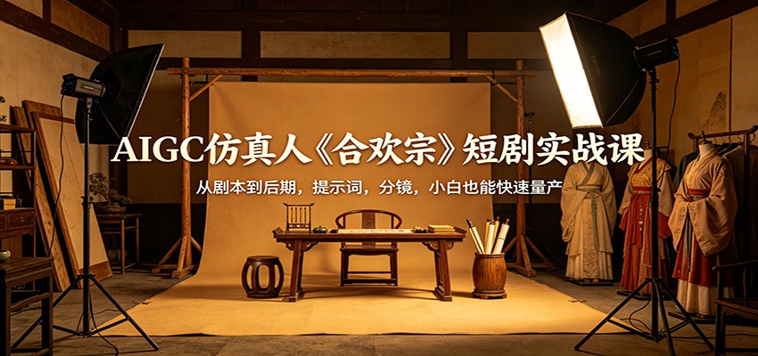 AIGC仿真人《合欢宗》短剧实战课：从剧本到后期，提示词，分镜，小白也能快速量产-福源网创资源站