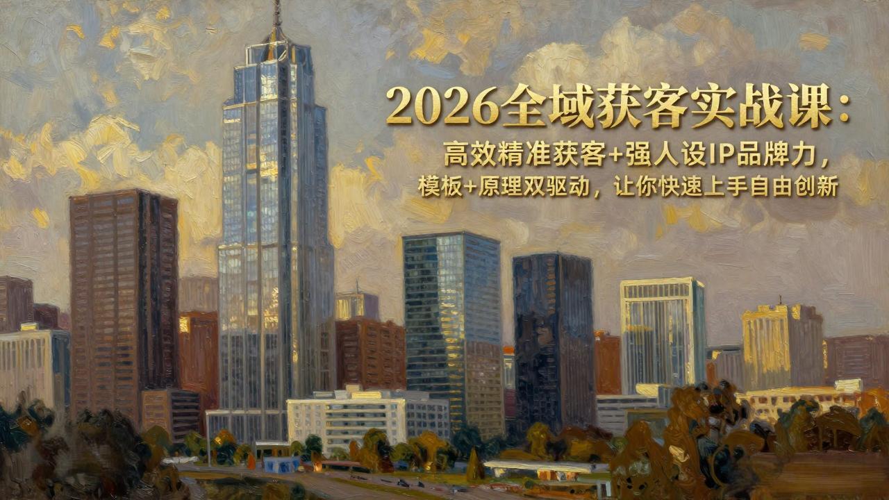 2026全域获客实战课：高效精准获客+强人设IP品牌力，模板+原理双驱动，让你快速上手自由创新-福源网创资源站