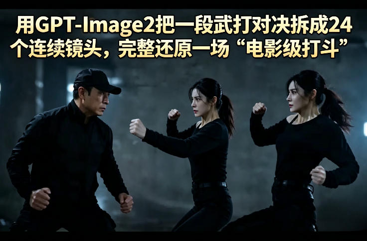 用GPT-Image2把一段武打对决拆成24个连续镜头，完整还原一场“电影级打斗”-福源网创资源站