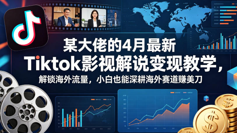 某大佬的4月最新Tiktok影视解说变现教学，解锁海外流量，小白也能深耕海外赛道賺美刀-福源网创资源站