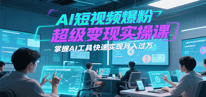 AI短视频爆粉超级变现实操课，掌握AI工具快速实现月入过万-福源网创资源站