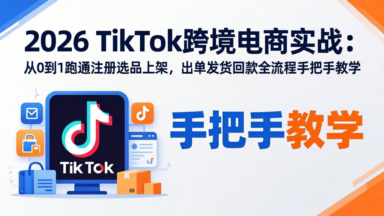 2026TikTok跨境电商实战-更新：从0到1跑通注册选品上架，出单发货回款全流程手把手教学-福源网创资源站