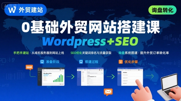 WordPress外贸建站+SEO优化课程，手把手教你从0到1搭建可获得询盘的外贸网站-福源网创资源站