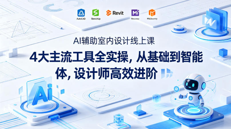 AI辅助室内设计线上课｜4大主流工具全实操，从基础到智能体，设计师高效进阶-福源网创资源站