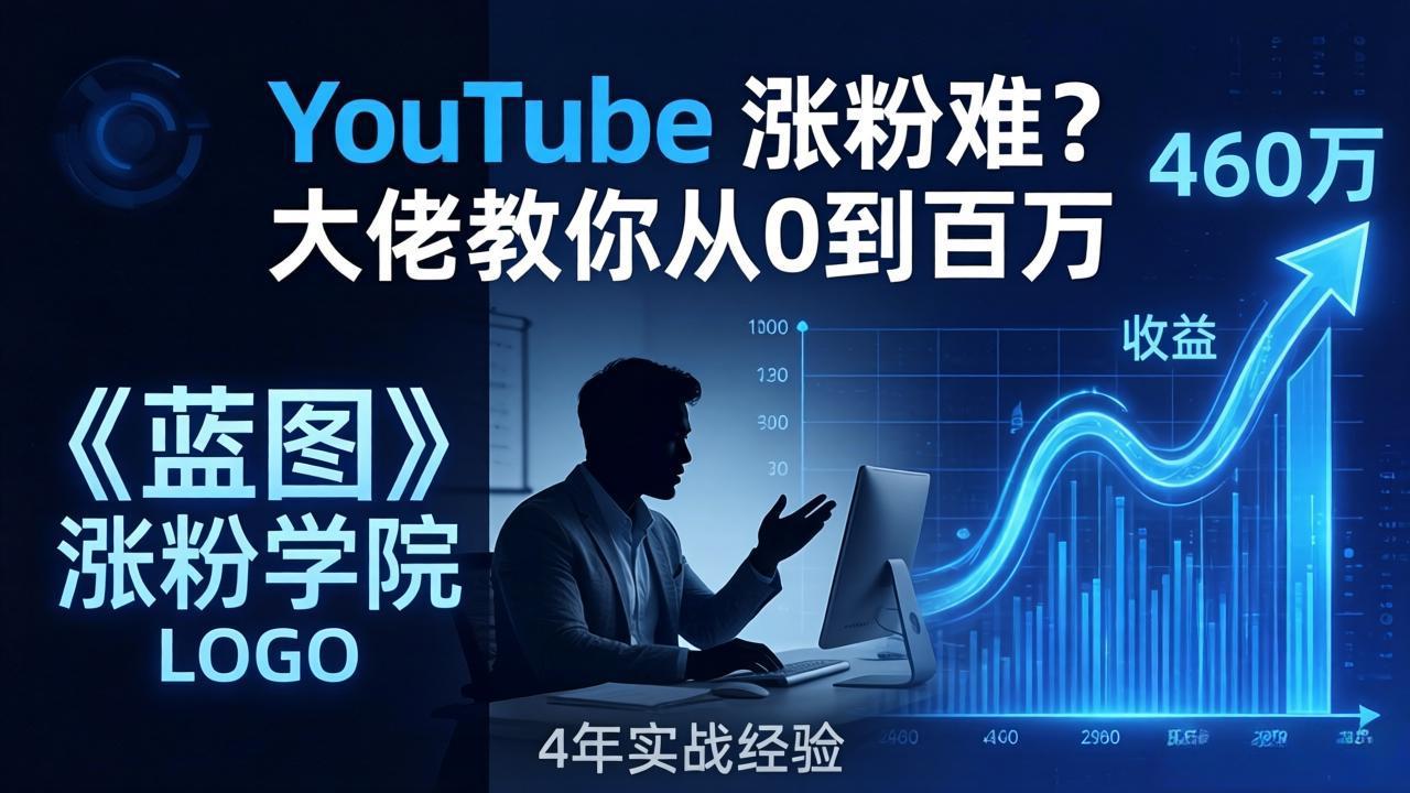 YouTube 涨粉难？《蓝图涨粉学院》：4 年赚 460 万的大佬教策略，从0到百万有路径！-福源网创资源站