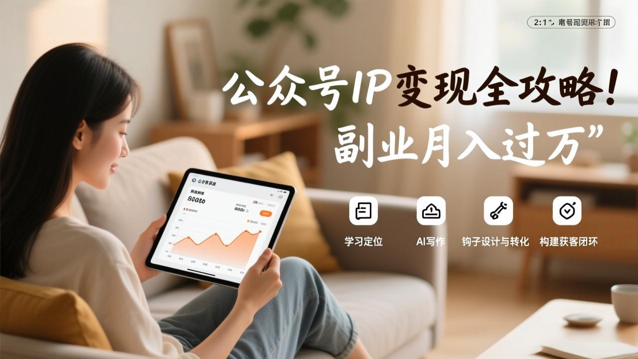 公众号IP变现全攻略，学习定位、AI写作、钩子设计与转化，构建获客闭环，副业月入过万-福源网创资源站