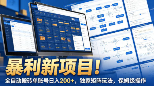 暴利新项目！全自动搬砖单账号日入200+，独家矩阵玩法，保姆级操作【揭秘】-福源网创资源站