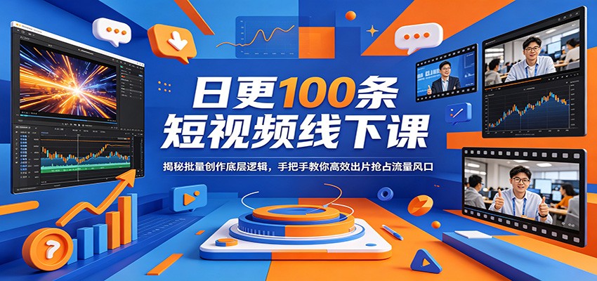 日更100条短视频线下课：揭秘批量创作底层逻辑，手把手教你高效出片抢占流量风口-福源网创资源站