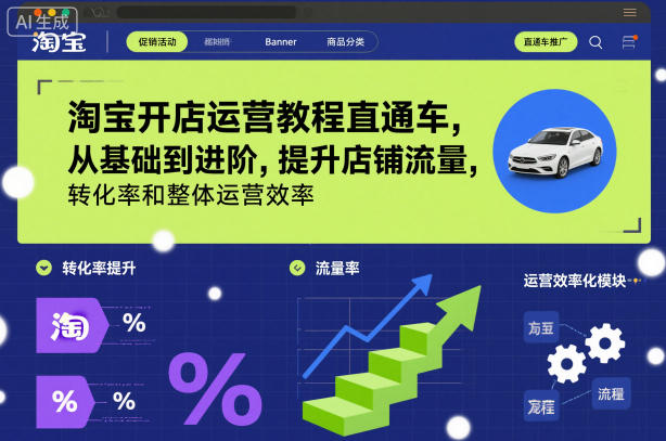 淘宝开店运营教程直通车，从基础到进阶，提升店铺流量，转化率和整体运营效率(更新26年4月20日)-福源网创资源站