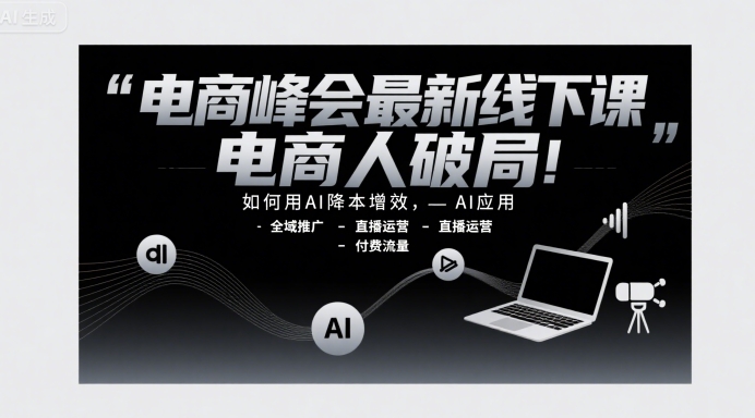 电商峰会最新线下课，电商人破局，如何用AI降本增效，AI应用-全域推广-直播运营-付费流量-福源网创资源站