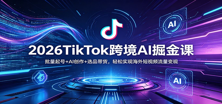 2026TikTok跨境AI掘金课：批量起号+AI创作+选品带货，轻松实现海外短视频流量变现-福源网创资源站